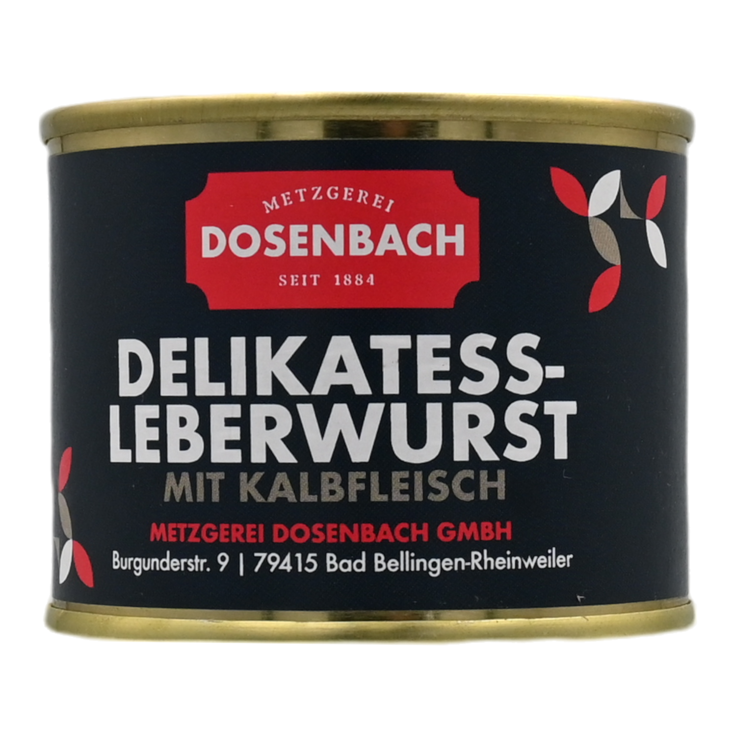 Delikatessleberwurst mit Kalbfleisch  in der Dose, 0,190 kg, Metzgerei Dosenbach