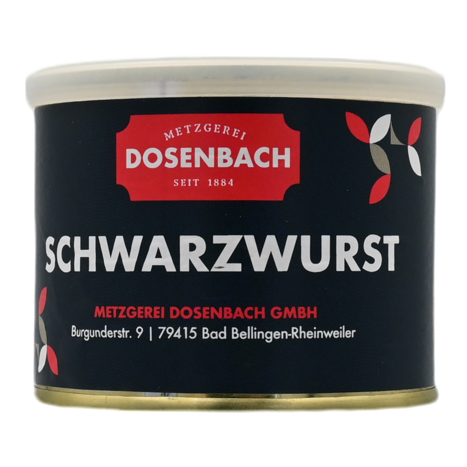 Schwarzwurst, Schwarzwälder Blutwurst in der Dose, 0,190 kg, Metzgerei Dosenbach